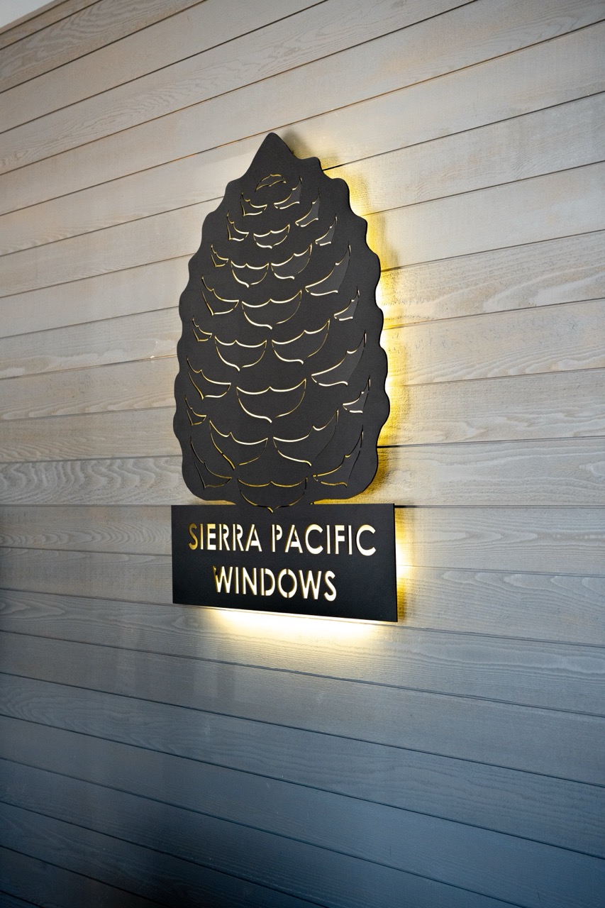 Sierra Pacific Windows pinecone signage