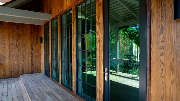 Rear elevation of a custom farmhouse