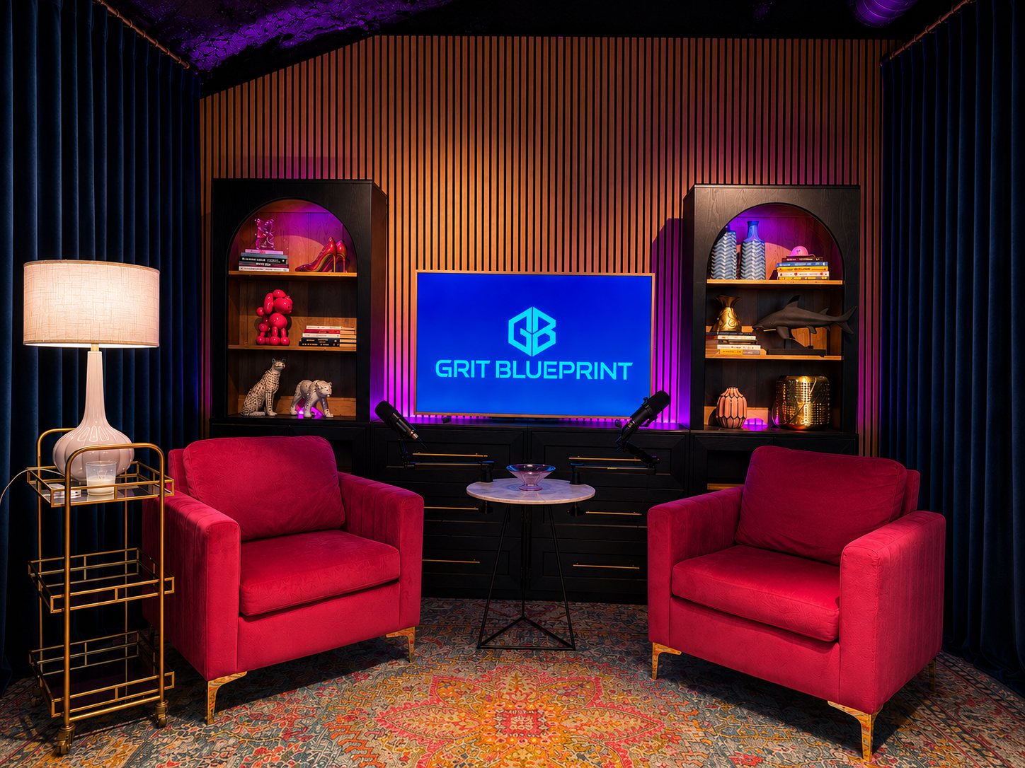 Grit Blueprint branded podcast and production set