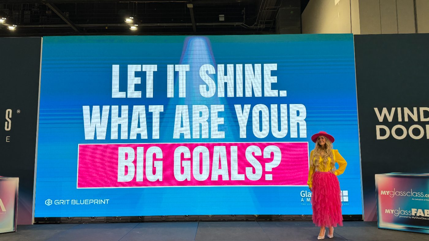 Stefanie Couch on the GlassBuild America keynote stage