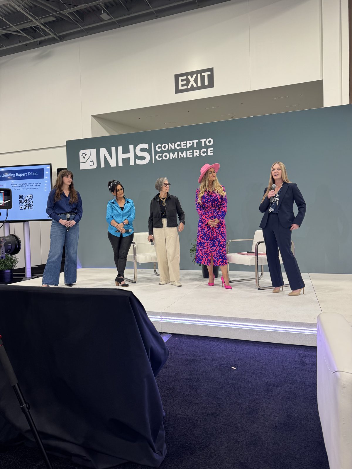 Stefanie Couch moderating a panel on the NHS Concept to Commerce stage