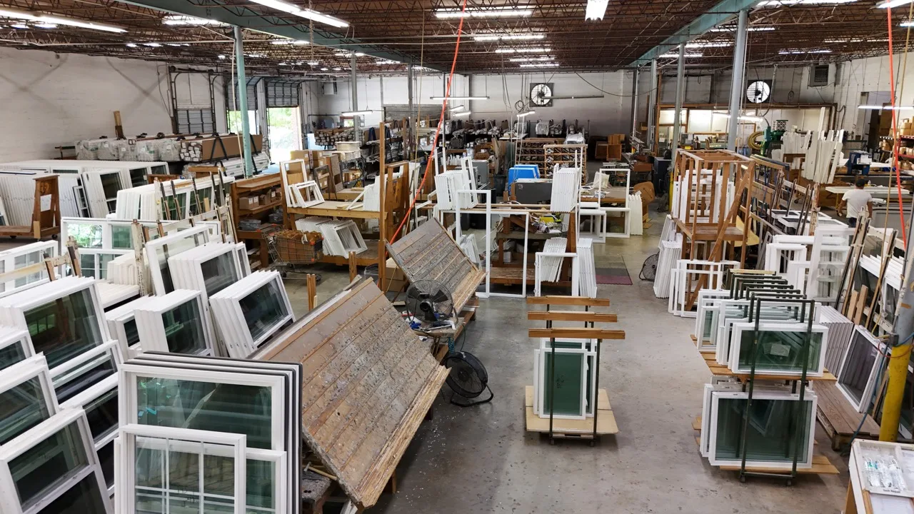 Window manufacturing floor at Windowcrafters in Tucker, Georgia, photographed by Grit Blueprint