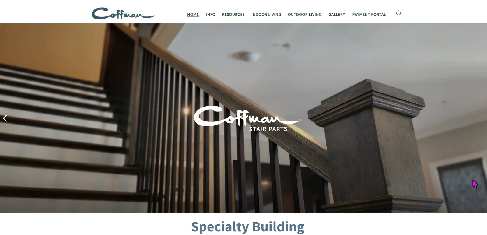 Coffman Stair Parts Shopify e-commerce website homepage designed by Grit Blueprint