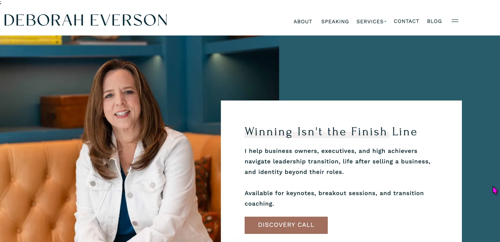Deborah Everson personal brand website homepage designed by Grit Blueprint