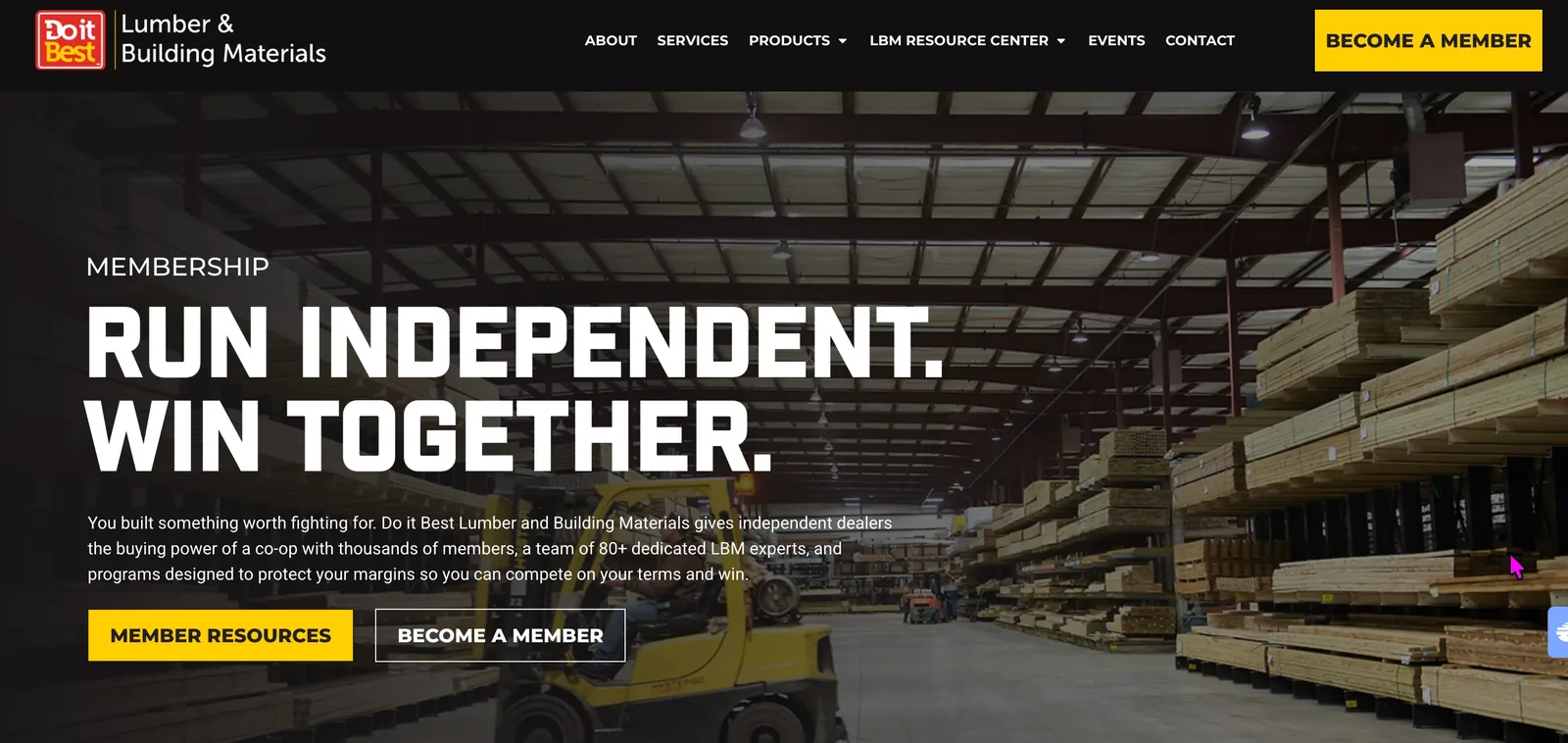 Do it Best Lumber and Building Materials (LBM) website homepage designed by Grit Blueprint