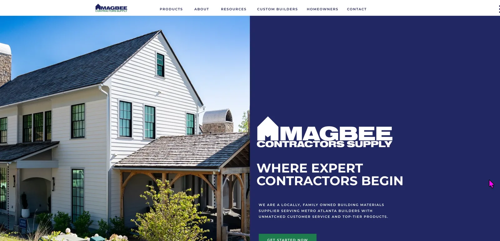 Magbee Contractors Supply website homepage designed by Grit Blueprint