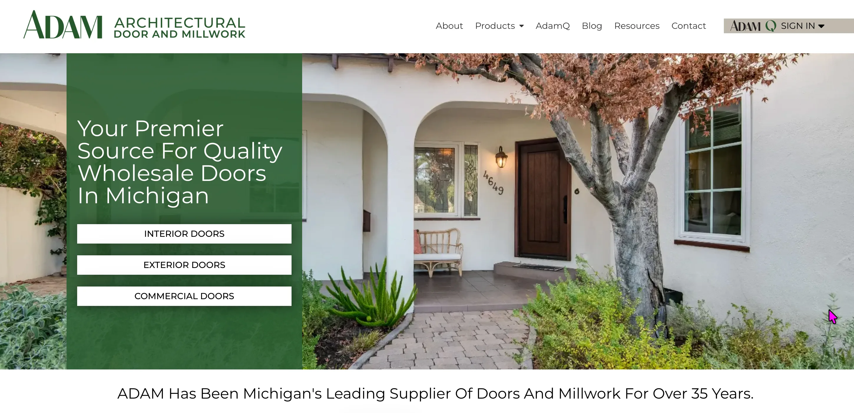 Adam Architectural Door and Millwork website built by Grit Blueprint