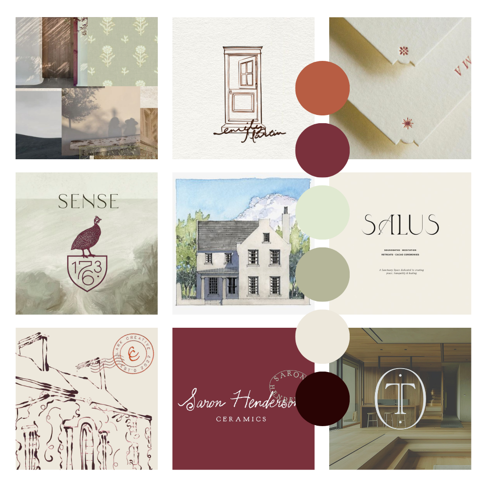 The MOD art-direction mood board: palette, textures, and reference marks