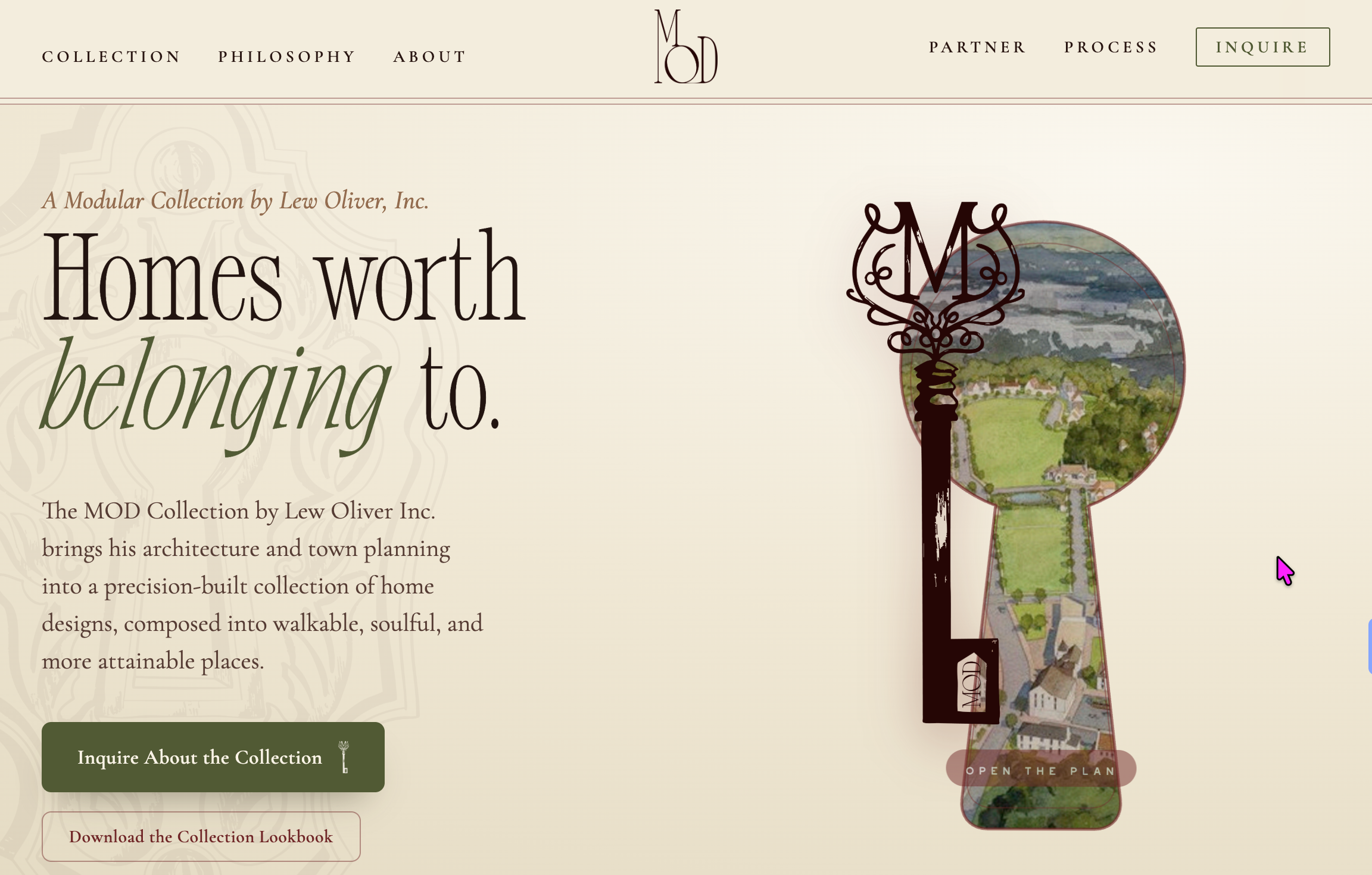 The proposed MOD Collection website home page
