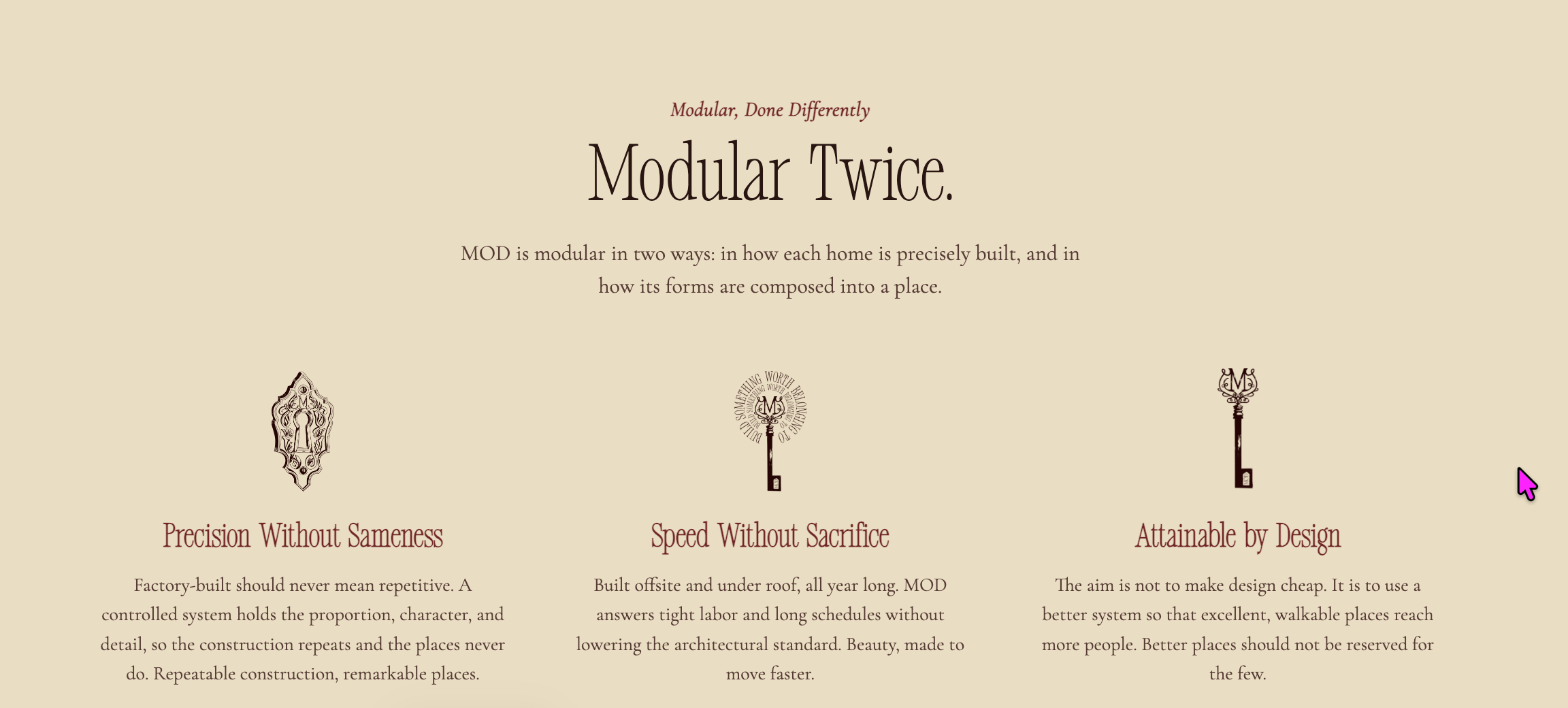 Website section explaining the MOD system