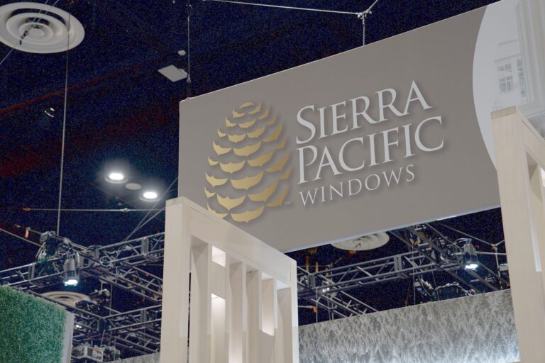 Sierra Pacific Windows logo sign above the booth